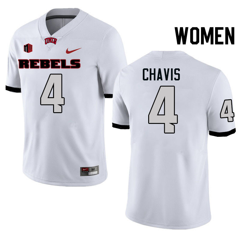 Women #4 Malik Chavis UNLV Rebels College Football Jerseys Stitched-White